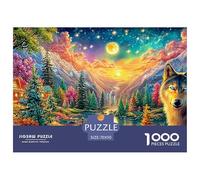 Wolf Stares by Glowing Mountain Valley 1000 Piece Jigsaw Puzzle Cool Wolf Recycled Cardboard, Great Gift for All Ages 70x50cm/1000pcs