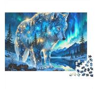 Wolf Starry Night 1000pc Thick Cardboard Puzzle for Stress Relief Seekers Christmas Gathering Home Decor Senior Citizens Senior Centre Activity 38x26cm/1000pcs