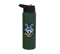 Wolf Starry Night Hike Outdoor Mountain Stained Art Stainless Steel Insulated Water Bottle
