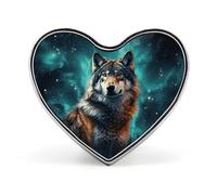 Wolf Starry Sky Night Lapel Pin Metal Brooch Badge Round Button Enamel Style Pinback for Hats Bags Clothing Gift