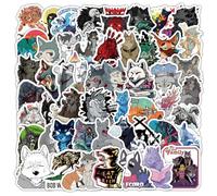 Wolf Stickers 50 Pcs Waterproof Cool Animal Stickers for Laptop Water Bottle Scrapbook Skateboard Hydro Flask Bike Guitar Car Phone Luggage,Vinyl Funny Cartoon Wolf Sticker for Teens Kids