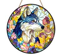 Wolf Sun Catcher, Acrylic Stained Glass Style Sun Catchers for Windows, Animal Acrylic Suncatcher, Wolf Garden Hanging Ornaments, Suncatchers Art Crafts for Indoor, Outdoor & Home Decor