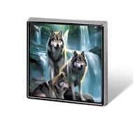 Wolf Sunrise Waterfall Custom Lapel Pins Square Brooch Tie Suit Dress Accessories for Men Women Wedding Birthday