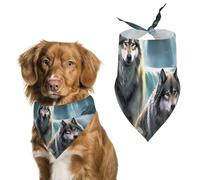 Wolf Sunrise Waterfall Cute Dog Bandanna Scarf Printed Adjustable Triangle Pet Kerchief for Dogs And Cats
