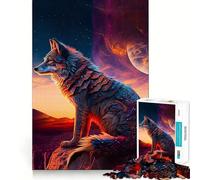 Wolf Sunset Adults 1000 Pieces Puzzle Mental Focus Game Premium Laser Cut Quality Family Fun Night Activity (50x75cm)