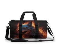 Wolf Surrounded by Fire Gym Bag for Men Women, Sturdy Oxford Cloth Travel Bags with Removable Shoulder Strap, Waterproof Duffel Bag for Fitness, Travel, Yoga