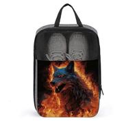 Wolf Surrounded by Fire Shoe Bag Waterproof & Breathable Shoe Pouch for Travel, Portable Carry Case for Sports Sneakers, Gym, Vacation