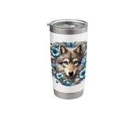 Wolf Surrounded by Flowers Stainless Steel Insulated Tumbler