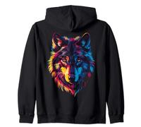 Wolf T-Shirt Wolf Motif in Bright Colours Gifts Wolf Zip Hoodie