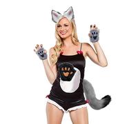 Wolf Tail and Earrings Set - Wolf Costume Real Effect Woman Easy to Put On Accessory Cosplay Halloween Easy to Wear for Carnival Anime Cosplay Party and Performance SC