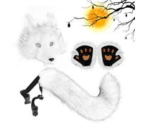 Wolf Tail and Ears - Faux Wolf Dress Up Accessories,Women Animal Outfit Dress Up Accessory for Fashion Show Stage Performance Masquerade Carnival Christmas Cosplay Events