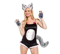 Wolf Tail Earrings Set - Artificial Tail Clip Ears and Gloves Halloween Cosplay Outfit for Stage Show Animation