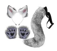 Wolf Tail Ears And Gloves Set | Girls Dress Up Outfit Set - Simple To Put On Cosplay Costume For Performances Carnival Anime