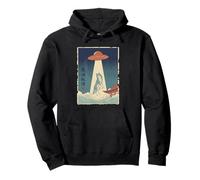Wolf Taken by UFO Vintage Japanese Ukiyo e Art Pullover Hoodie