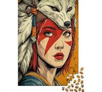 Wolf-Themed Warrior Art Jigsaw Puzzles Puzzle for Adults Kids. 1000 Piece Whimsical Challenge Toy Educational Game Home Decoration for Adults& Kids Age 14 Years Up 70x50cm/1000pcs