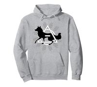 Wolf Theta Delta Logo Alpha Alter Kin Otherkin Therian Pullover Hoodie, Adult Unisex, Heather Grey, Medium