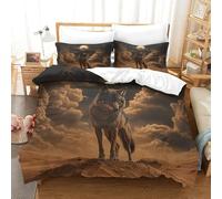 Wolf Three-dimensional Printing Bedding Comforter Set Wolf Bed Cover High-thread-count Fabric Pillow Slip Included Plush And Low-maintenance Super King（260x220cm）