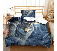 Wolf Three-dimensional Printing Bedding Comforter Set Wolf Bed Cover High-thread-count Fabric Pillow Slip Included Soft And Easy to Maintain Single（135x200cm）