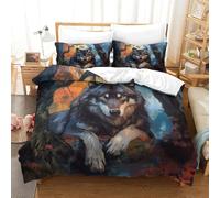 Wolf Three-dimensional Printing Bedding Comforter Set Wolf Bed Cover Superior Microfiber Pillow Slip Included Gentle And Washable Super King（260x220cm）