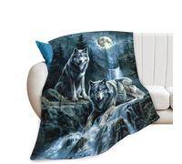 Wolf Throw Blanket - Animal Fleece Blanket for Girls, Women, Boys & Men - Soft, Warm & Cozy - 50"x40"