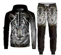 Wolf/Tiger Animal 3D Printed Hoodie and Joggers Women/Men 2 Piece Set Autumn Winter Pullover Tracksuit Streetwear
