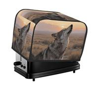 wolf Toaster Cover 2 Slice, Waterproof Bread Machine Covers with Pockets Universal Size Kitchen Small Appliance Cover with Handle, Dust and Fingerprint Protection