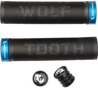 Wolf Tooth | Lock-On Echo Grip Black Grip with Blue Collar | Bike Accessories Custom Parts Precision Engineered