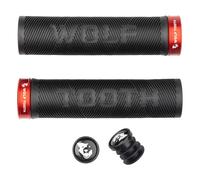 Wolf Tooth | Lock-On Echo Grip Black Grip with Red Collar | Bike Accessories Custom Parts Precision Engineered