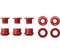 Wolf Tooth Components Set of 5 Chainring Bolts for 1x use Dual Hex Fittings Red