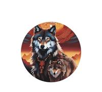 Wolf Totem With Fire Pattern Car Air Fresheners 4 Pcs Round Shape Hanging Aromatherapy Tablets Scented Fresheners For Bedroom Bathroom