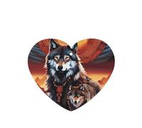 Wolf Totem With Fire Pattern Car Air Fresheners 6 Pcs Heart Shape Hanging Aromatherapy Tablets Scented Fresheners For Bedroom Bathroom