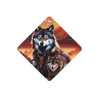 Wolf Totem With Fire Pattern Car Air Fresheners 6 Pcs Square Hanging Aromatherapy Tablets Scented Fresheners For Bedroom Bathroom