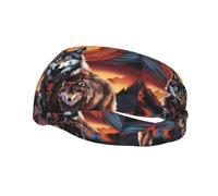 Wolf Totem With Fire Pattern Sports Sweatband Headscarf Head Bands For Women Men Suitable For Running Yoga Fitness Football