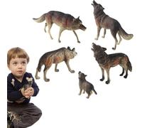 Wolf Toy Figurines - 5PCS Realistic Arctic Wolf Animal Figures, Solid White Wildlife Model Kit Visual, Waterproof Compact Size Ornaments, Detailed Miniature Landscape Props, Durrable PVC Material, For