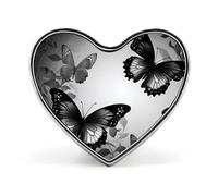 Wolf Tribe Fashion Heart Brooch Pins Lightweight Enamel Lapel Pin for Women Men, Hat Bag Jacket Clothing Accessory Jewelry Gift, Black Gray Butterflies, Love form