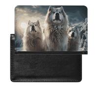Wolf Tribe Passport Holder with 3 Card Slots, Portable PU Leather Travel Wallet, Slim Protective Cover for Passport, ID, Credit Cards