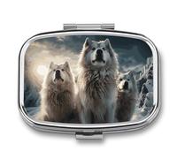 Wolf Tribe Pill Box 2 Compartment - Small Metal Medicine Organizer Portable Pill Case for Purse Pocket Travel Vitamin Organizer for Men Women, BPA-Free