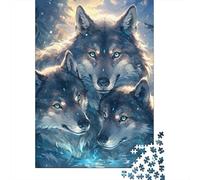 Wolf Trio 1000 Pc Cardboard DIY Fantasy Art Style Jigsaw, Concentration Training Teens, Stress Relief, Vibrant Colours & After-School Fun 70x50cm/1000pcs