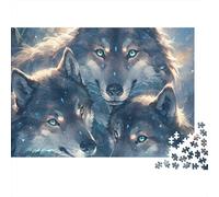 Wolf Trio 3-Layer Cardboard 1000 Pc Fantasy Art Style Puzzle, Ultra Difficult, Stress Relief, Wall Decor & Gift for Family & Seniors 52x38cm/1000pcs
