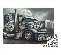 Wolf Truck Art 1000 Pieces Sturdy Cardboard Diy Jigsaw Puzzle Adult Jigsaws Educational Challenge Gifts Gift Idea 38x26cm/1000pcs