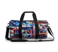 Wolf U.S. Flag Fire Truck Gym Bag Travel Duffel for Men Women