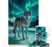 Wolf Under Aurora Borealis 1000 Piece Jigsaws for Adults Mind Train Fun Premium Laser Cut Quality Relaxing Indoor Group Activity (50x75cm)