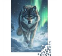 Wolf Under Aurora Borealis_2 Jigsaw Puzzle 1000 Pieces, Animal Puzzle for Adults And Families, Relaxing Indoor Activity, 38x26cm/1000pcs