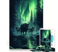 Wolf Under Aurora Borealis Jigsaw Puzzle 1000 Piece Focus Boost Fun Advanced Laser Cutting Tech Travel-friendly Brain Game Gift (50x75cm)