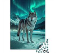 Wolf Under Aurora Borealis Jigsaw Puzzle 1000 Pieces, Animal Puzzle for Adults And Families, Relaxing Indoor Activity, 52x38cm/1000pcs