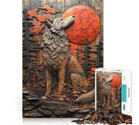 Wolf Under Full Moon 1000 Piece Jigsaw Brain Skill Game High Precision Die Cut Fascinating Hobby for Idle Moments (50x75cm)