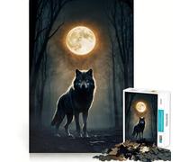 Wolf Under Full Moon Adults 1000 Pieces Puzzle Mental Focus Game Premium Laser Cut Quality Family Fun Night Activity (50x75cm)