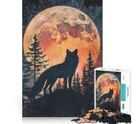 Wolf Under Full Moon Jigsaw for Adults1000 Pieces Mind Boost Game Seamless Fit Precise Pieces Relaxing Indoor Group Activity (38x26cm)