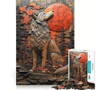 Wolf Under Full Moon Jigsaw for Teenagers1000 Pieces Mind Skill Play Laser Cut for Flawless Fit Quiet Time Mind Exercise at Home (38x26cm)