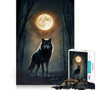 Wolf Under Full Moon Jigsaw Puzzles1000 Pieces Cognitive Train Fun Flawless Interlocking Pieces Birthday Gift Brain Teaser Toy (38x26cm)